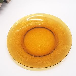 Vintage France Vereco Amber Flower Plate
